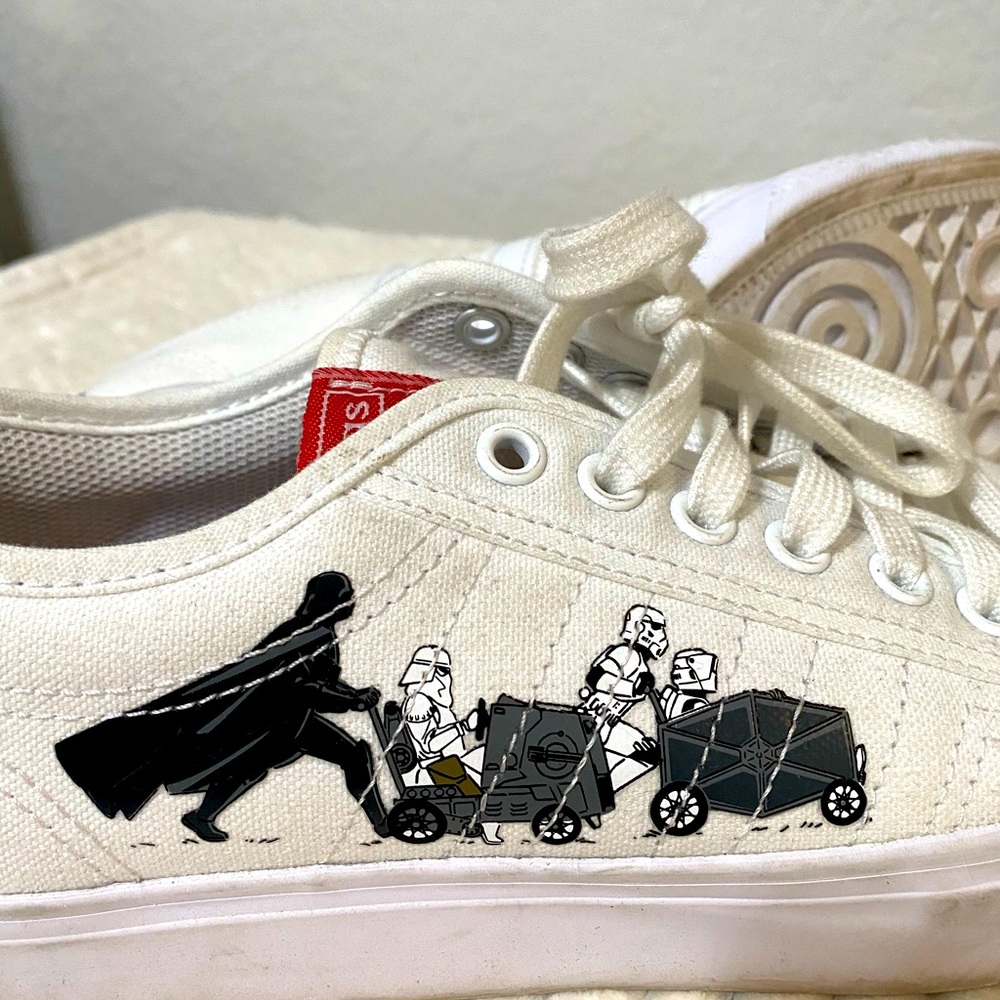 Kids White Canvas Sneakers with Character Graphic - Picture 3 of 3